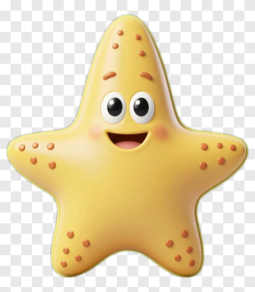 Yellow Starfish Character PNG