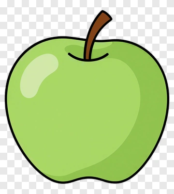 Green Apple With Brown Stem PNG