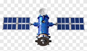 Blue Satellite With Solar Panels PNG