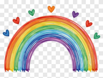 Rainbow With Colorful Hearts PNG