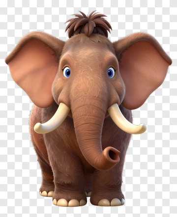 Cute Cartoon Mammoth With Big Ears PNG