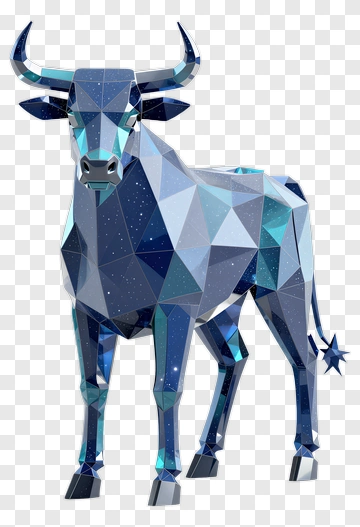 Geometric Bull With Starry Blue Pattern PNG