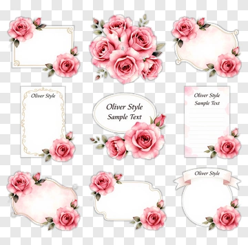 Pink Rose Decorative Frames And Labels PNG