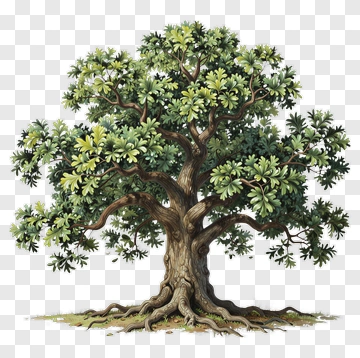Ancient Oak Tree With Deep Roots PNG