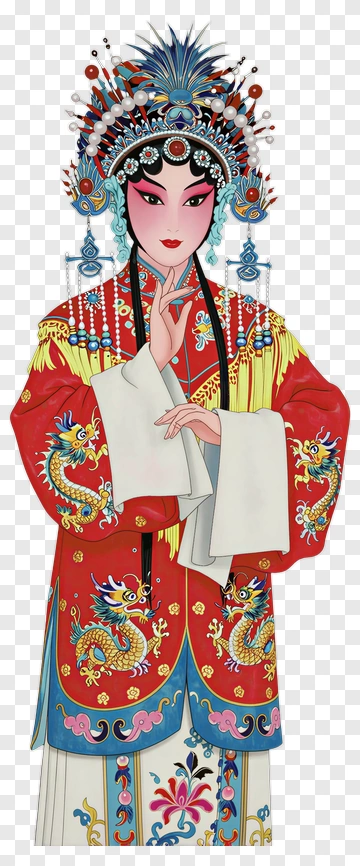 Peking Opera Actress In Red Costume PNG