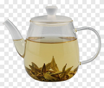 Glass Teapot With Tea Leaves PNG