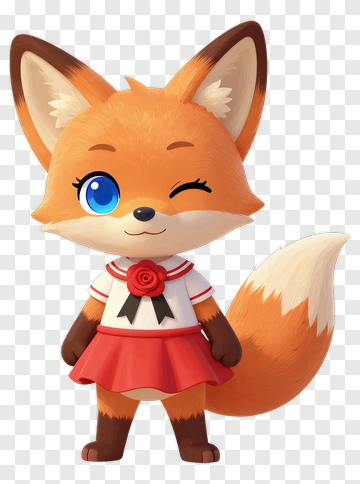 Cartoon Fox In School Uniform PNG