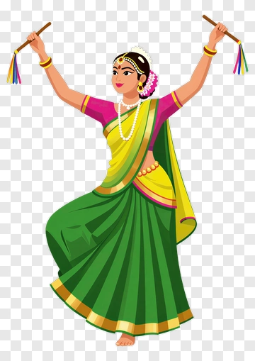 Traditional Dancer In Vibrant Saree PNG