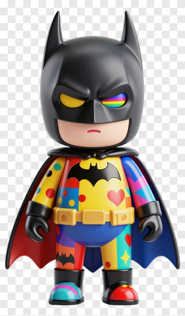 Batman Toy Figure With Rainbow Eyes PNG