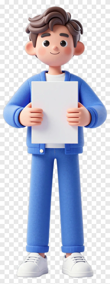 Cartoon Boy Holding Paper PNG