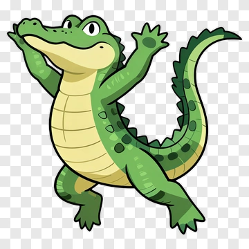 Cartoon Alligator Jumping PNG
