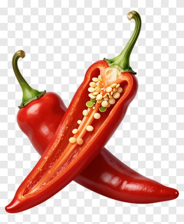 Fresh Red Chili Peppers With Seeds PNG