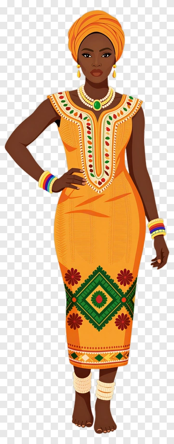 Woman In Traditional African Attire PNG