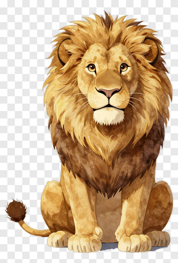 Watercolor Lion Sitting PNG