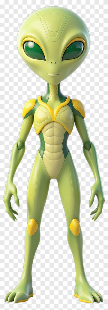 Green Alien Character PNG
