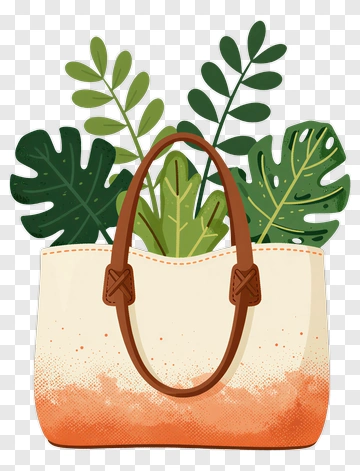 Handbag With Tropical Plants PNG
