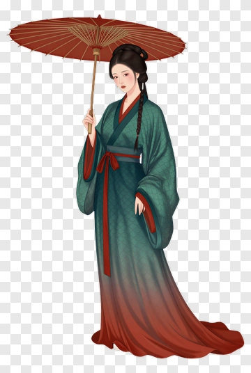 Elegant Woman In Traditional Dress PNG