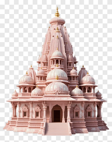 Pink Temple With Gold Accents PNG