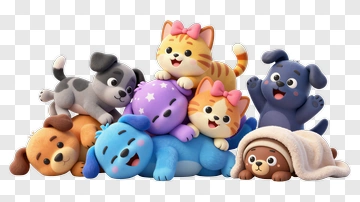 Cute Cartoon Animals Playing Together PNG