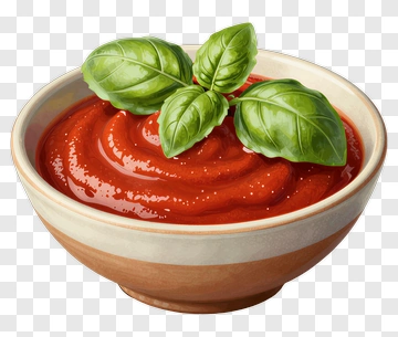 Tomato Sauce With Basil Leaf In Ceramic Bowl PNG