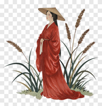 Woman In Red Traditional Dress PNG