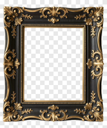 Ornate Black And Gold Frame PNG