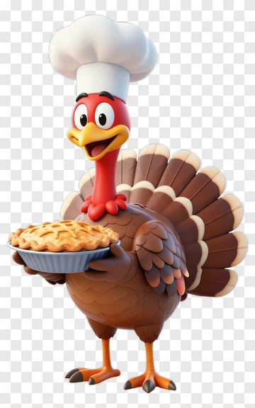 Turkey Chef Holding Pie PNG