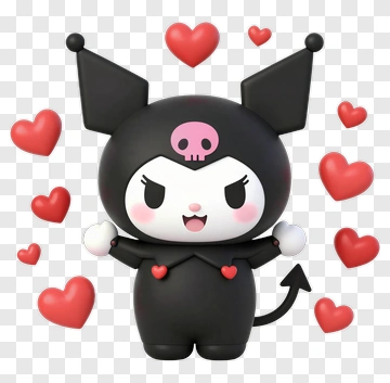 Kuromi With Hearts Around PNG