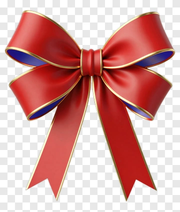 Red Ribbon Bow With Gold Trim PNG