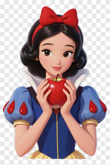Snow White Holding A Red Apple PNG