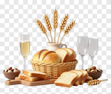 Fresh Bread With Wheat And Almonds PNG