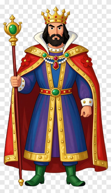 Cartoon King In Royal Attire PNG