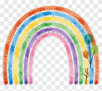 Rainbow With Trees And Stars PNG