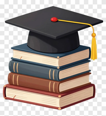 Graduation Cap On Stack Of Books PNG