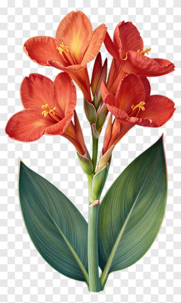 Canna Flower With Green Leaves PNG