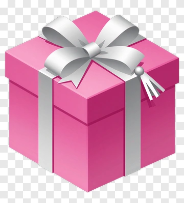 Pink Gift Box With Silver Ribbon PNG
