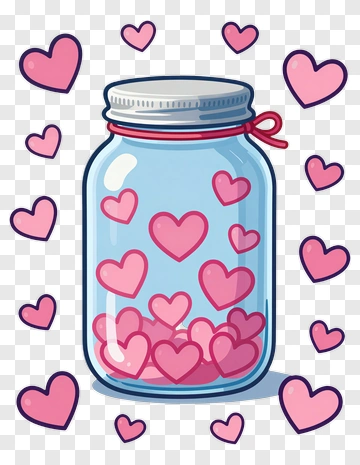 Jar Filled With Pink Hearts PNG