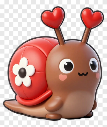 Cute Snail With Heart Antennae PNG