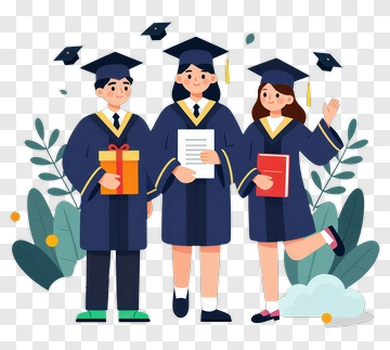 Three Graduates Celebrating Academic Success PNG