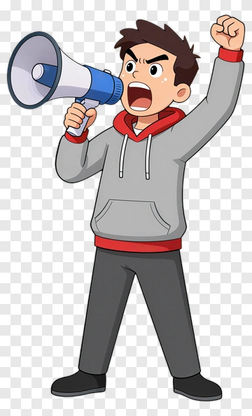 Man Holding Megaphone PNG