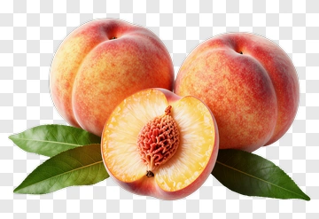 Fresh Peach With Slice And Leaf PNG