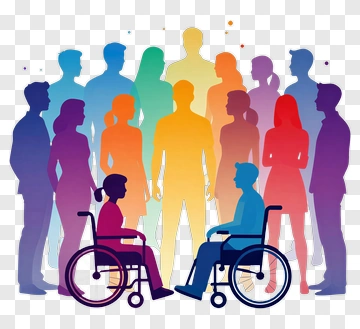 Diverse Group With Wheelchair Users PNG