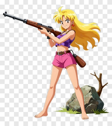 Anime Female Soldier With Gun PNG