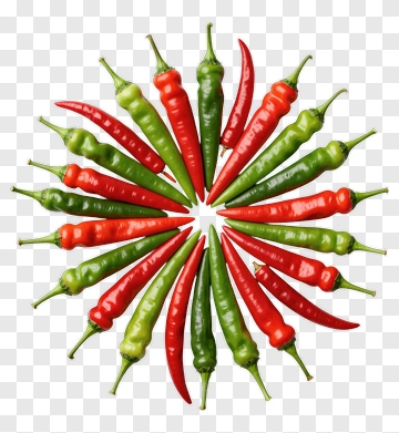 Red And Green Chili Peppers Arranged In A Circle PNG