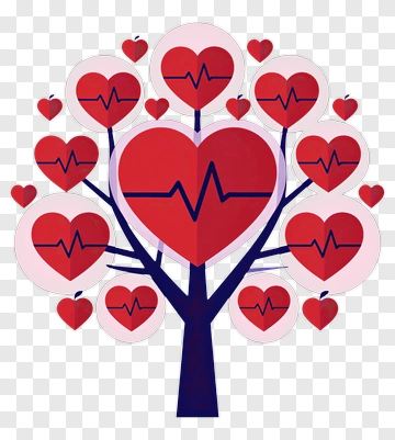 Heart Tree With ECG Pattern PNG