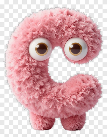 Furry Pink Letter C Monster PNG
