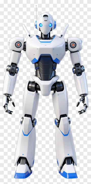 White And Blue Robot Standing PNG