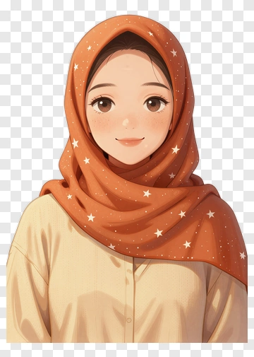 Woman Wearing Star Pattern Headscarf PNG