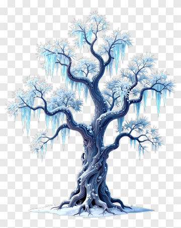 Frozen Ice Tree With Icicles PNG