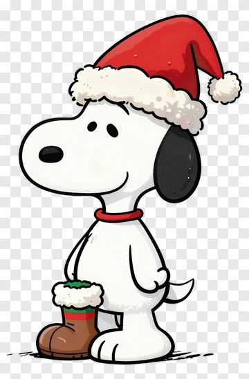 Snoopy Wearing A Santa Hat PNG